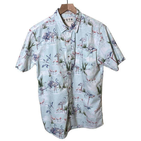 VSTR Premium Flamingo Short Sleeve Button Down, M - Picture 1 of 7
